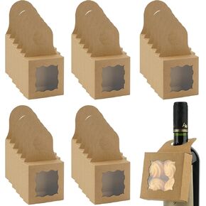 صندوق فارغ مكون من 30 قطعة من ReignSword مع نافذة مربعة، صندوق زجاجات كرافت معلق، صناديق هدايا لشماعات زجاجات النبيذ (أسود) in Kuwait