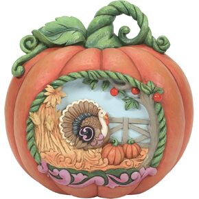 Enesco Jim Shore Heartwood Creek Fall Harvest Pumpkin with Scene Figurine, 8.46 Inch, Multicolor
