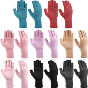 8 Pairs Arthritis Compression Gloves Relieve Muscle Pain Fingerless Gloves Bulk Typing Gloves for Women Men