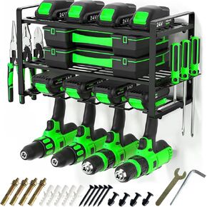 Power Tool Organizer Wall Mounted, 3 Layers Heavy Duty Metal Tool Shelf, Garage Drill Tool Holder Utility Storage Rack for Handheld & Power Tools