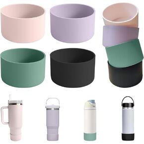 4Pcs Silicone Cup Boots for Water Bottle Fits Stanley/Hydro Flask/Yeti/Simple Modern/Owala, 2.8-3in Width Bottom Protector Cover Sleeve (4 Colors)