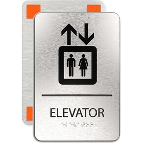 IN CASE OF FIRE Use Stairs sign , ADA Compliant, Man, Fire & Stair Symbols, Brushed Silver, Raised Black Text, Non Tactile Pictograms, Grade 2 Braille, 6"x9"