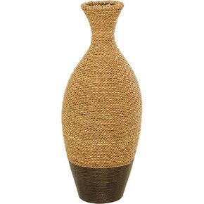 Deco 79 Seagrass Handmade Decorative Vase Tall Woven Floor Centerpiece Vase, Vase for Home Decoration 10" x 10" x 21", Brown