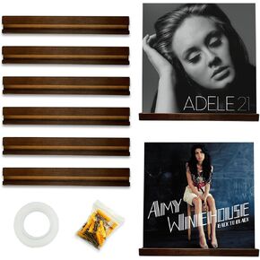 Vinyl Wall Mount 6 PACK, Vinyl Record Display Shelf with Espresso Finish, Retro Style Wood Vinyl Wall Display, Vinyl Record Album Holder Wall Floating Shelves for Home Decor in Saudi Arabia