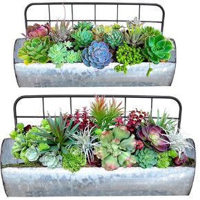 Galvanized Metal Farmhouse Wall Storage Holder Rustic Tin Shelves for Kitchen Laundry room Bathroom Metal Hanging Wire Basket Set of 2