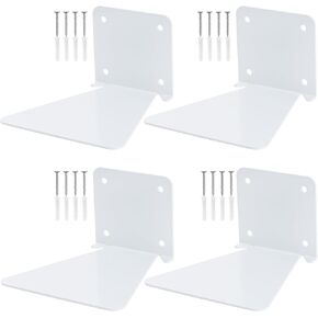 Floating Bookshelves Iron Invisible Floating Shelves Book Organizers Wall Mounted Bookshelf Metal Holder for Books Storage for Home Office Classroom (6, White)