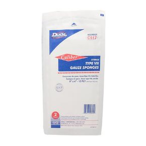 Dukal C517 Type VII Gauze Sponge, 8" x 4", 12-Ply, Sterile, Pack of 25