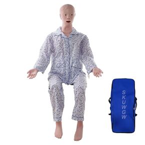 Female Medical Training Mannequin, Life Size Patient Care Manikin Training Nursing Teaching Model with Storage Bag and Hospital Gown for First Aid and Nursing Training Teaching Props