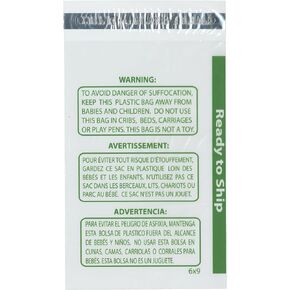 Plymor Ready to Ship 1.5 Mil Wicketed Poly Bags with Permanent Adhesive Strip and Suffocation Warning, 6" x 9" (Pack of 250)