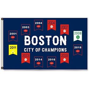 Mountfly Boston Sports Championships Flag Banner Football Baseball Basketball Hockey Fans 3X5 Feet Man Cave
