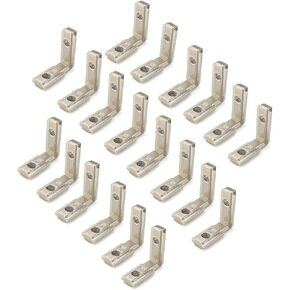 Inside Corner Bracket L-Shape 90 Degree Joint Brackets with M5 Screws for 6mm Slot 2020 Series Aluminum Extrusion Profile,20pcs/Pack (Black-2020Series)