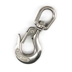 304 Stainless Steel Swivel Eye Lifting Hook American Type Safety Hook Rigging Accessory with Round Eye Working Load 650 KG 5/16"