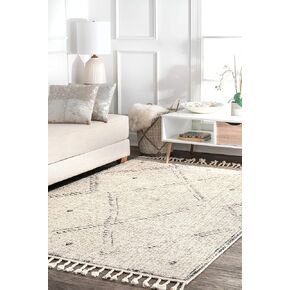 nuLOOM Camilla Moroccan Tassel Runner Rug, 2' 6" x 8', Ivory