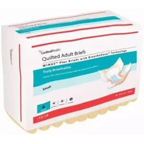 Cardinal Health™ Quilted Adult Briefs, WINGS™ Plus with BreatheEasy™ Technology, Extra Absorbency, Small, Case of 96