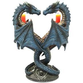 Pacific Giftware Altar Drake Double Dragon Candle Holder Stand Sculptural Home Decor 9 Inch Tall