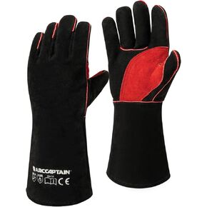 ARCCAPTAIN Leather Forge Welding Gloves, Heat/Fire Resistant 16 inches Gloves for Stick,Mig,Tig,Forge,BBQ,Grill,Fireplace,Wood Stove,Furnace,Oven,Pot