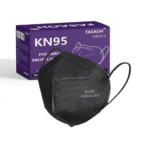 أقنعة الوجه KN95 100 قطعة، أقنعة سوداء KN95 مكونة من 5 طبقات، أقنعة حماية قابلة للتنفس، مغلفة بشكل فردي، قناع أمان للغبار in Saudi Arabia