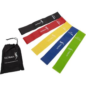 ULTRAfit Resistance Loop Exercise Bands with Instruction Guide, Carry Bag, Set of 5