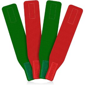 Wrestling Ankle Bands Wrestling Tournament Bands Soft Vinyl Hook Loop Scoring Bands for Coach Referee Official, Red and Green, 13 x 2.4 Inches