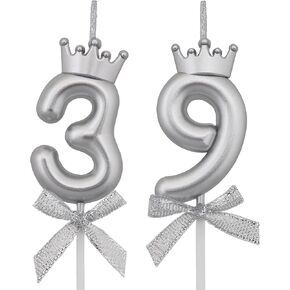 39 93 Birthday Candles, 39th 93rd Cake Candles, Pink Birthday Number 39 93 Candles Cake Topper Decorations for Party Men Women
