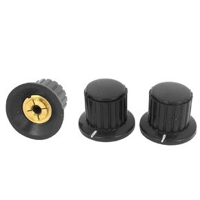uxcell 3 Pcs Black Ribbed Grip 4 mm Split Shaft Potentiometer Control Knobs