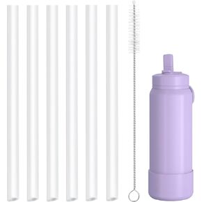 Replacement Straws Compatible with Hydrapeak Sport Insulated Water Bottle- Hydrapeak Flow,Mini With Straw Lid-Accessories Set Include 6 Straws and 1 Cleaning Brush