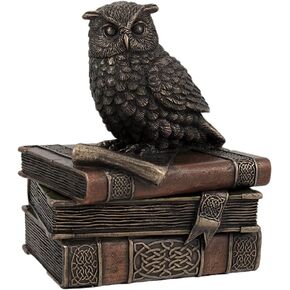 Veronese Design Bronzed Finish Wise Old Owl Trinket Box