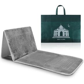 Timgle Foldable Prayer Mat Prayer Rug with Backrest Folding Meditation Chair with Storage Bag Soft Meditation Rug Praying Mat Praying Carpet for Rest Men Women Prayer Ramadan Eid, Muslim Gift (Black)