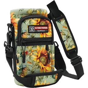 NATURE PIONEOR Water Bottle Carrier Holder Sleeve with Adjustable Strap 32 oz, Insulated Water Bottle Holder Sling Bag