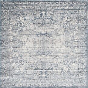 Unique Loom Chateau Collection Distressed, Vintage, Textured, Medallion, Rustic, Traditional Area Rug, 2' 2" x 6' 7", Navy Blue/Gray
