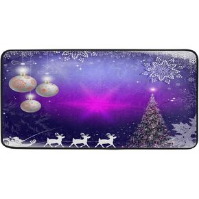 ALAZA Silver Christmas Tree Snowflake Kitchen Rugs Non Slip Soft Kitchen Floor Mats Standing Mat Bath Rug Runner Doormats Carpet for Home Decor 39 X 20 inch