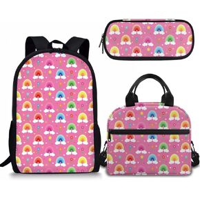 Rnyleeg Custom Backpack for Teen Girls Bookbags School Backpack with Lunch Box and Pencil Case 3 in 1 School Bags Set,Add Your Name on Blue Fire Football Backpack Set