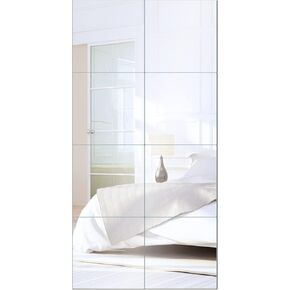 Mirror Tiles Home, 10'' x 12'' Frameless Wall Mounted Mirror(4Pcs), Glass Wall Mirror for Home Gym, Door, Bedroom, Living Room