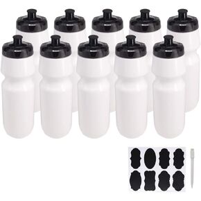 10 Pack 27 oz Sports Water Bottles Sports and Fitness Squeeze Water Bottles BPA Free come with 16 pcs Chalk Labels, 1 Pen(Dishwisher Safe)