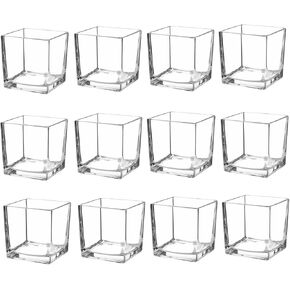 Square Clear Glass Vase 4'' Plant Terrarium,Candle Holder,Table Centerpiece Floral Arrangements for Weddings,Home Decor or Office,Set of 12 in Kuwait