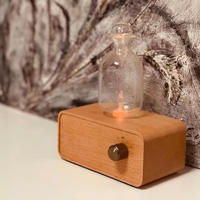 Nebulizing Essential Oil Diffusers for Aromatherapy - Battery Operated & Cordless Diffuser, Wood & Glass Oil Diffuser, Automatic Shut Off, 4 Timer Setting with Ambient Lighting for Home Office