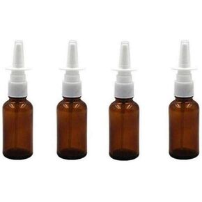 4PCS 10ML/0.34 Ounce Empty Brown Glass Spray Nasal Bottle Container
