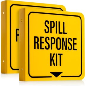 2 pack Spill Kit Sign | 3D Projecting Spill Response Kit Wall Mount Signage for Emergency Biohazard Clean Up, 6" x 6"