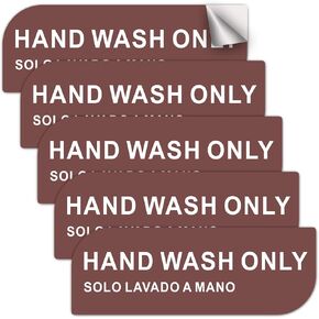 Hand Wash Only Sticker Sign,5 Pack Designer Hand Wash Reminder Decals for Restaurants,Commercial Kitchens,Hospitals,Clinics and Medical Facilities (Hand Wash Only)