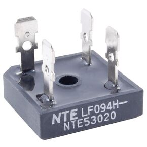 NTE Electronics NTE53020 Silicon Bridge Rectifier, Full Wave, Single Phase, Low Profile Epoxy Case, 50 Amps Maximum Output Current, 1000V Maximum Recurrent Peak Reverse Voltage