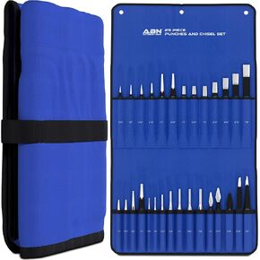ABN Cold Chisel Set Automotive Punch Tool Kit – 29-Piece Punch Chisel Set – Pin Punch Set, Center Punch Set, & More