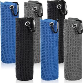 Jucoan 6 عبوات من مناشف الجولف لحقائب الجولف مع مشبك حلقة تسلق، 16 × 16 بوصة ثلاثية الطي من الألياف الدقيقة المحمولة بنمط الوافل، ملحقات مناشف تنظيف الجولف in Kuwait