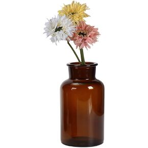 500ml /17oz Vintage Amber Glass Vase Glass Bottle Bud Vases Apothecary Jars Flower Vases for Wedding Reception Home Decor
