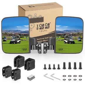 10L0L Golf Cart Mirror Side No Drilling Required, Folding Mirror Universal Fit forClub Car, EZGO, Yamaha Golf Carts
