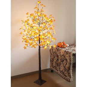 FUCHSUN 6 FT LED Artificial Maple Tree Fall Tree Light Waterproof for Autumn Thanksgiving Decoration Indoor Outdoor Use