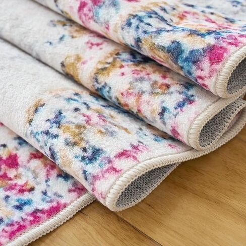 Machine Washable Rug 4' x 6' Vintage Design Washable Area Rugs with Non Slip Rugs for Living Room Bedroom Traditional Woven Rug Carpet Stain Resistant Dining Home Office Boho Rug in Saudi Arabia