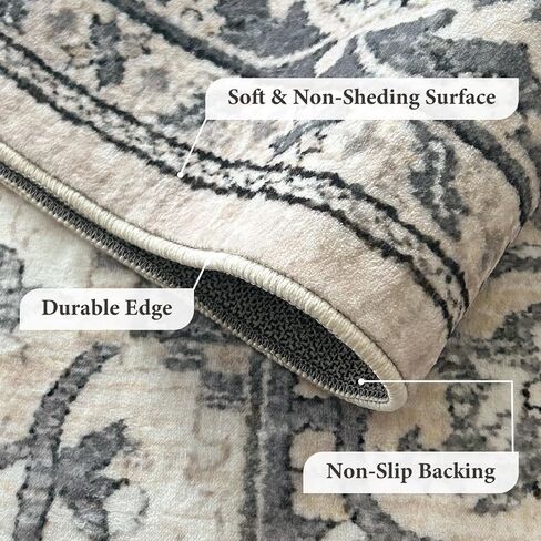 Machine Washable Rug 4' x 6' Vintage Design Washable Area Rugs with Non Slip Rugs for Living Room Bedroom Traditional Woven Rug Carpet Stain Resistant Dining Home Office Boho Rug in Saudi Arabia