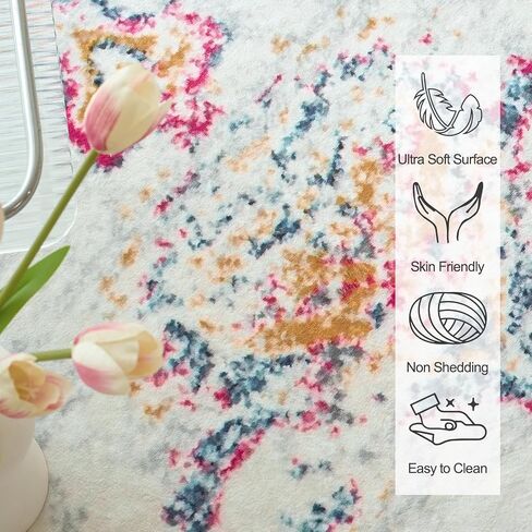 Machine Washable Rug 4' x 6' Vintage Design Washable Area Rugs with Non Slip Rugs for Living Room Bedroom Traditional Woven Rug Carpet Stain Resistant Dining Home Office Boho Rug in Saudi Arabia
