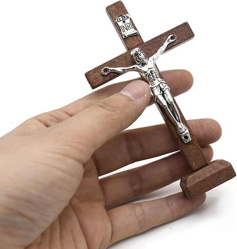 ZhangyiHot Crucifix Wall Cross Wooden Catholic Cross With Stand Religious Christian Standing Cross Church Home Ornaments For Prayers Wall Crosses Accents(ZS319) in Saudi Arabia