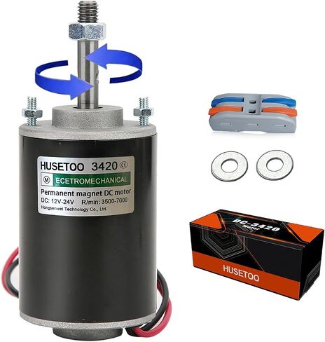 High Torque DC Motor 12V/24V, DIY Project Quiet Motor Permanent Magnet Motor with Cable Connector for Electric Motors and Generators, 30W CW/CCW 3500/7000RPM Motor (Round Shaft) in Saudi Arabia